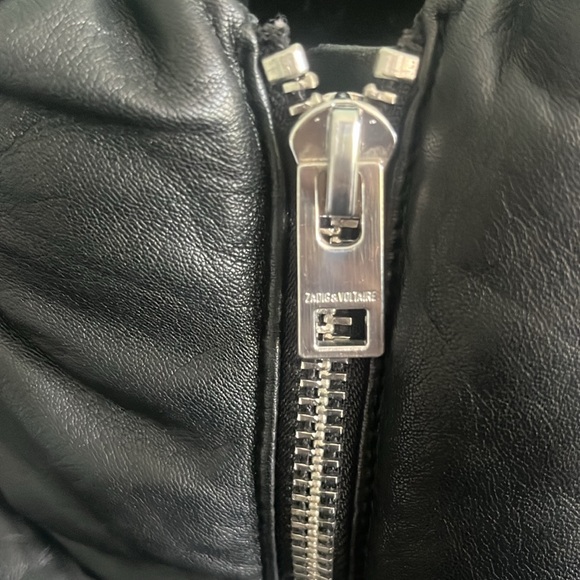 🎉HP🎉Zadig & Voltaire Kery Cropped Leather Puffer Jacket - Picture 5 of 9